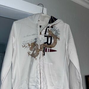 Ralph Lauren White and Navy Hoodie with Gold Accents